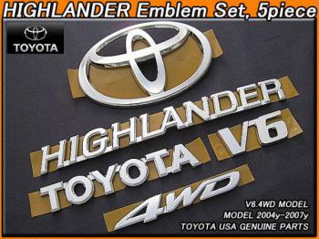 【Highlander】ハイランダーV6・4WDエンブレム5点04-07ｙ